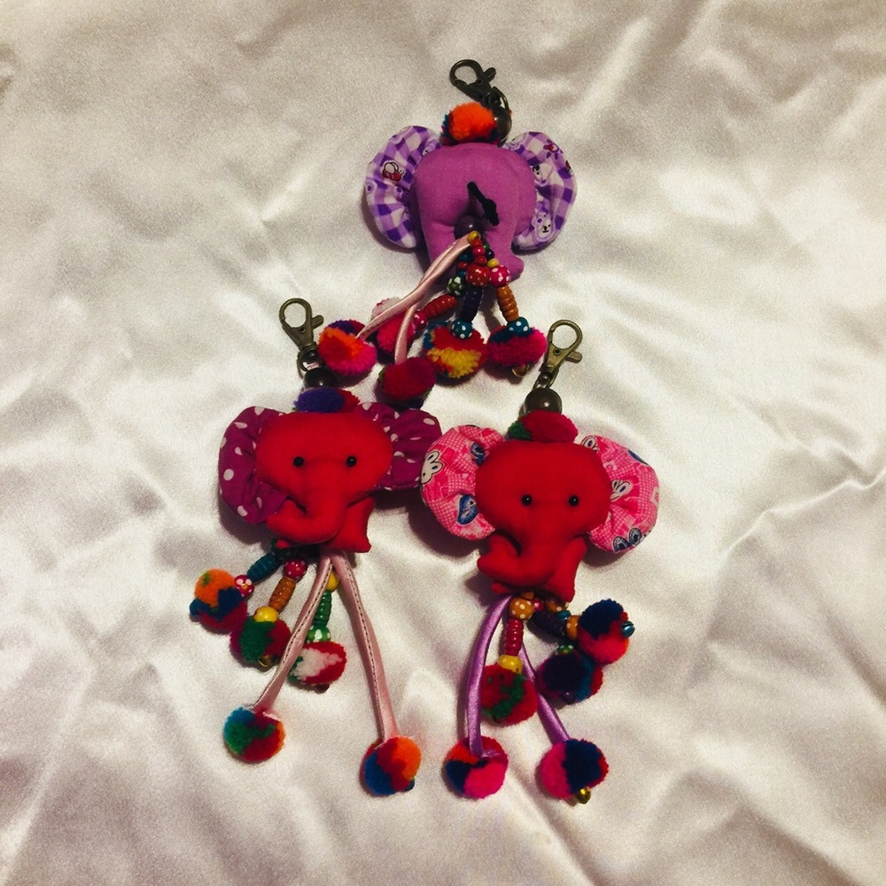 Lot Of Colorful Elephant Key Chains. Hand Made.